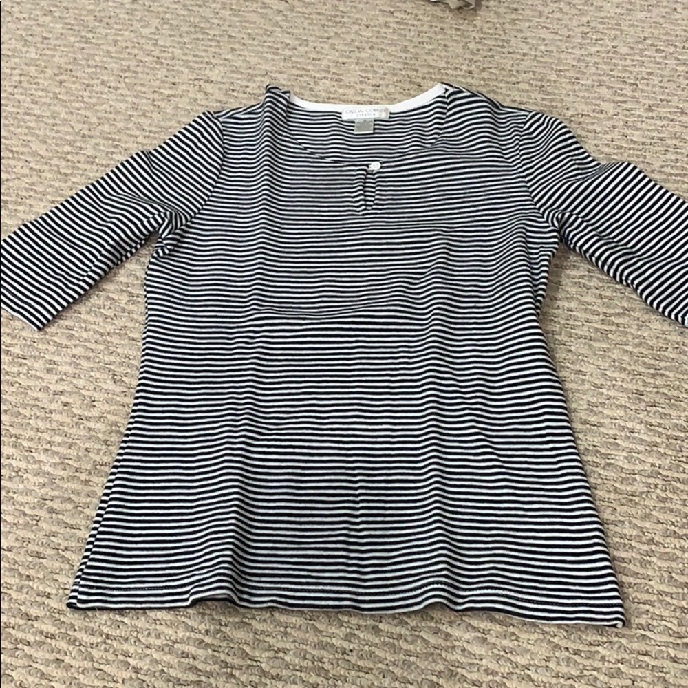 Casual Corner Striped 3/4 sleeve blouse